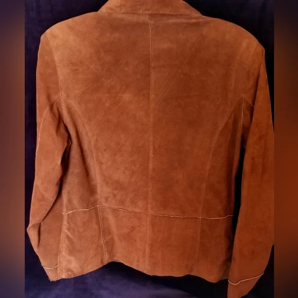 Suede Brandon Thomas Tan Blazer With Button Closure. - Picture 3 of 3